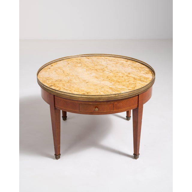 Louis XVI Bouillotte Coffee Table with Marble Top and Brass Accents, Neoclassical Style, France, Early 20th Century For Sale - Image 17 of 17