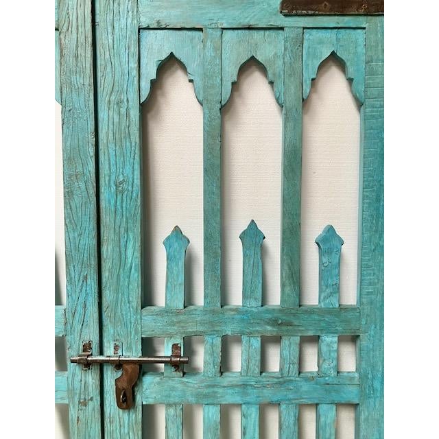 Mid-Century Modern Gate Triple Arched With Spires Blue For Sale - Image 3 of 13