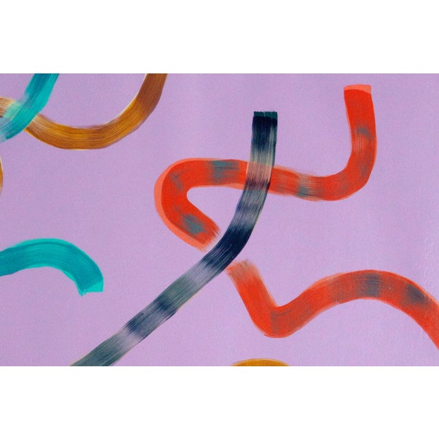 Textile 2020 "Vibrant Strokes on Violet" Abstract Acrylic Painting by Natalia Roman - 2 Pieces For Sale - Image 7 of 10