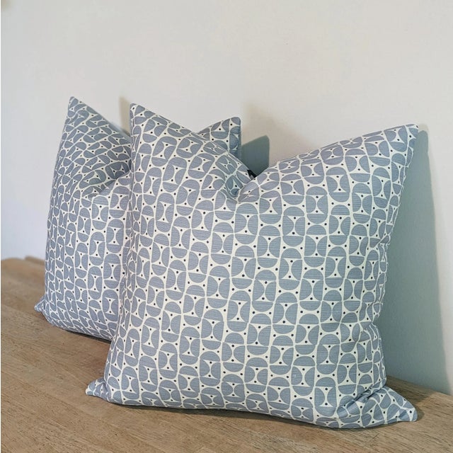 Schumacher Schumacher Blue Mezza Luna 20" Pillows - Set of 2 For Sale - Image 4 of 6