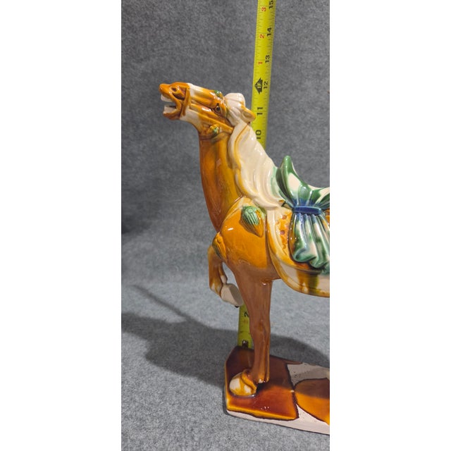 Chinese Tang Sancai Style Ceramic War Horse Statue With Drip Glaze For Sale - Image 10 of 16