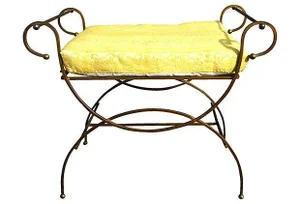 1960's Vintage Scrolled Gilt Metal Bench