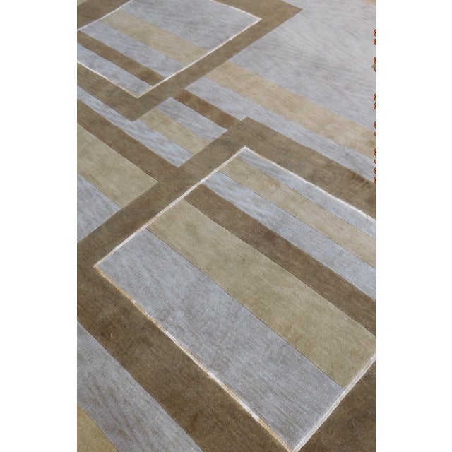 Hand-Knotted Moder Geometric Architectural Rug. 8'x 10'2" For Sale - Image 11 of 14