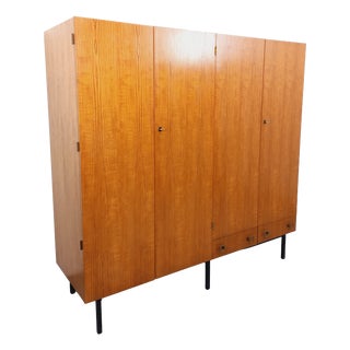Vintage Teak and Metal Wardrobe, 1960s For Sale