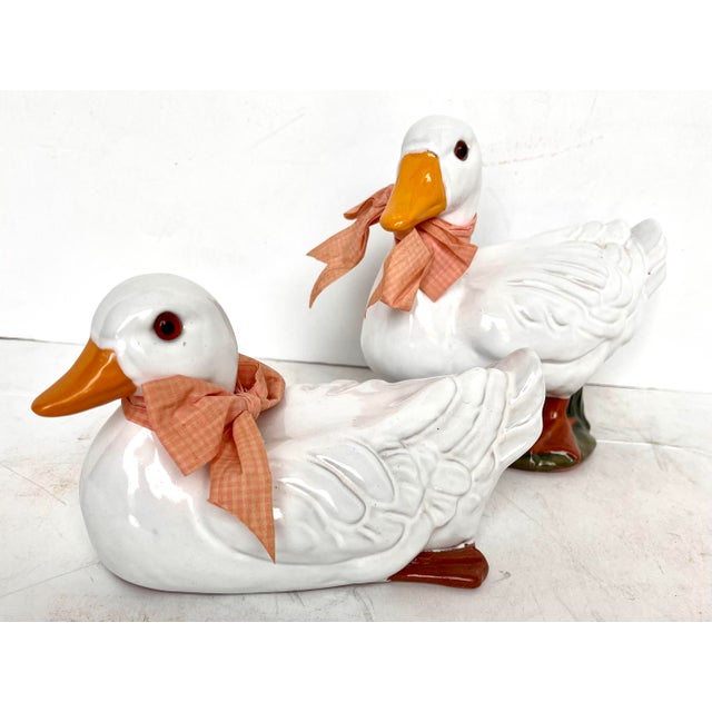 1980s Glazed Terra Cotta Ducks by Earth Needs Ltd. - A Pair For Sale - Image 11 of 14