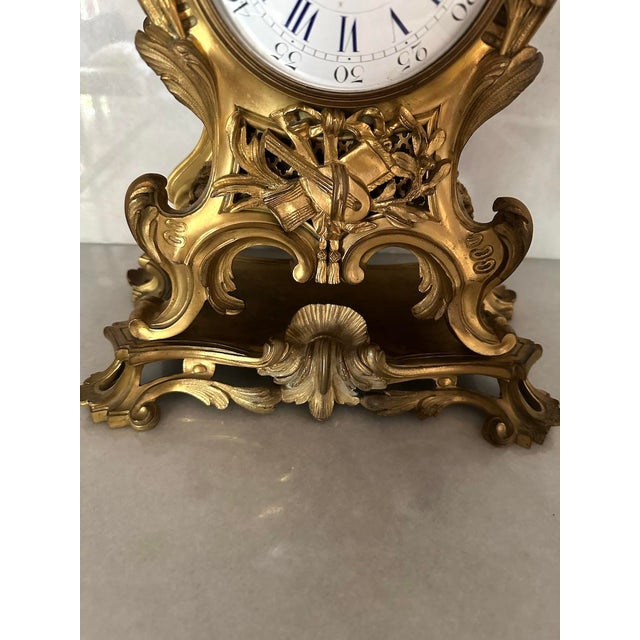 19th Century 19thC French Maker Louis XVI Gold Ormolu Bronze Mantel Clock, 1 For Sale - Image 5 of 18
