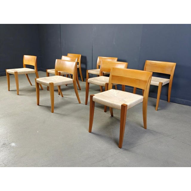 Brown Ticino Dining Chairs by Bruno Reichlin for Molteni, 1990s, Set of 8 For Sale - Image 8 of 13