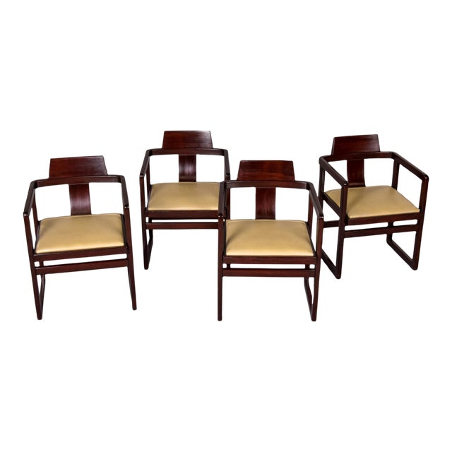 Italian Mid Century Asian Style Armchairs - Set of Four For Sale