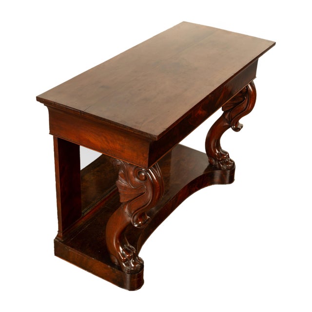 Antique English William IV Carved Mahogany Mirror Back Pier Console Hall Table For Sale In Portland, OR - Image 6 of 12