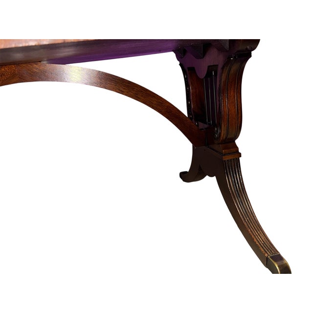 Brown Maitland-Smith British Colonial Style Mahogany & Tooled Leather Table Set, a Complete Set of 3 For Sale - Image 8 of 13