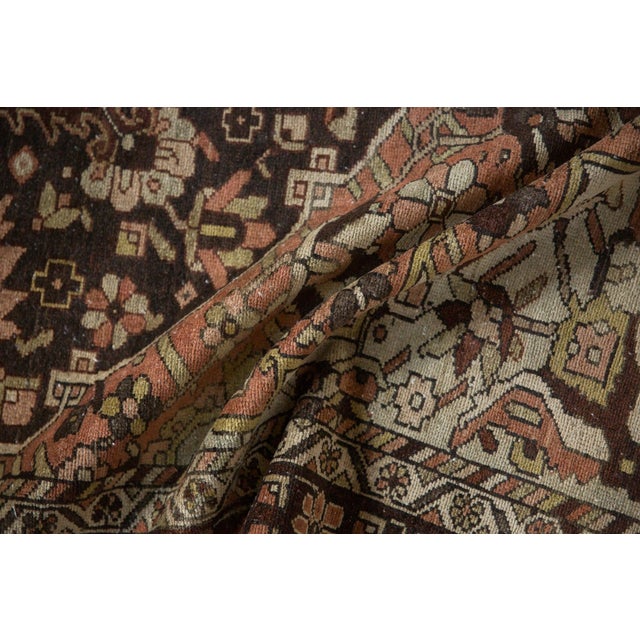 1950s 1950s Vintage Persian Hamadan Starburst Medallion Wool Carpet For Sale - Image 5 of 10