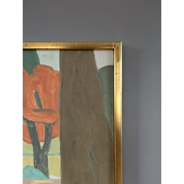 Textile 1977 Vintage 'Modernist Forest' Original Landscape Oil Painting by Swedish Artist Ture Fabiansson (1910-1994), Framed For Sale - Image 7 of 11