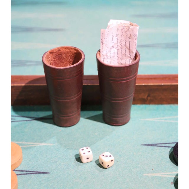 19th Century French Walnut and Inlaid Backgammon & Checkers Game Box For Sale - Image 9 of 16