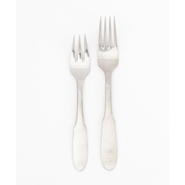 Mid-Century Modern Mid 20th Century Georg Jensen "Mitra" Stainless Steel Flatware, 82 For Sale - Image 3 of 11