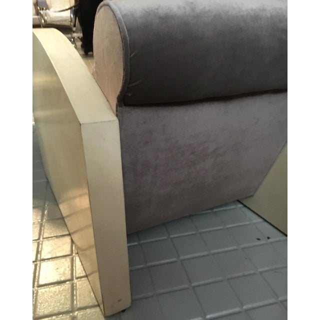 Set of Art Deco Parchment & Velvet Armchairs, 1940s For Sale - Image 11 of 12