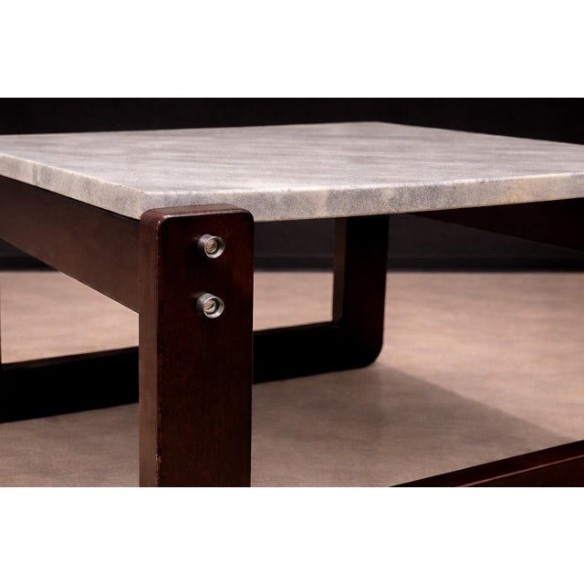 Side Table in Hardwood & Marble, Percival Lafer, 1970s For Sale In New York - Image 6 of 9