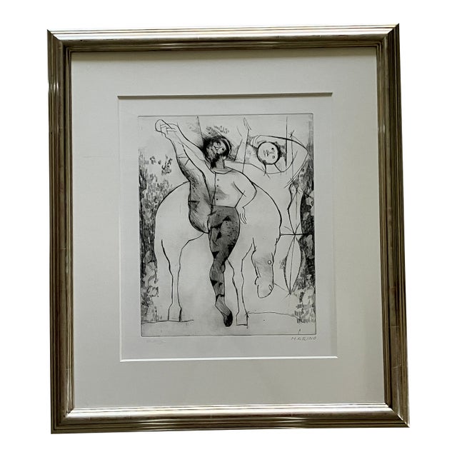 Marino Marini Original Etching, Rare Edition of Only 20. Signed, Framed, Numbered Xiv/Xx For Sale