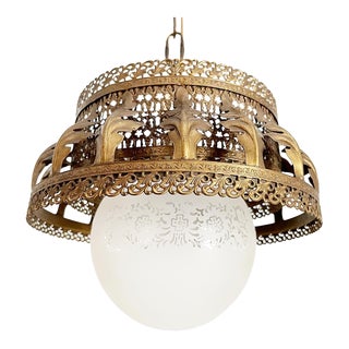 1940s Filigree Pendant Light For Sale