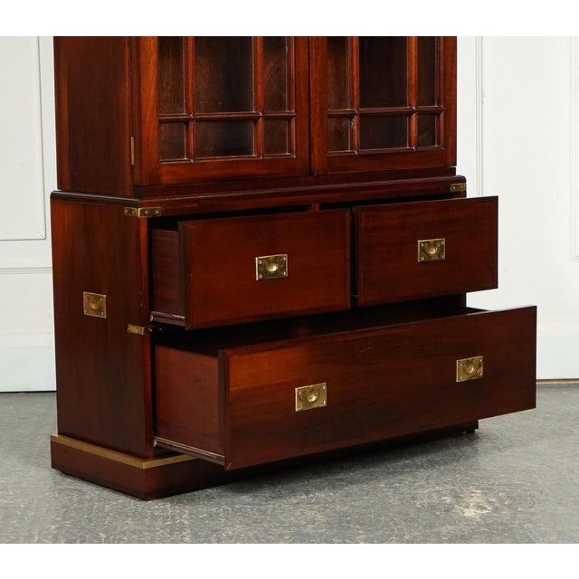 Gold Vintage Military Campaign Display Cabinet with Brass Fittings For Sale - Image 8 of 15