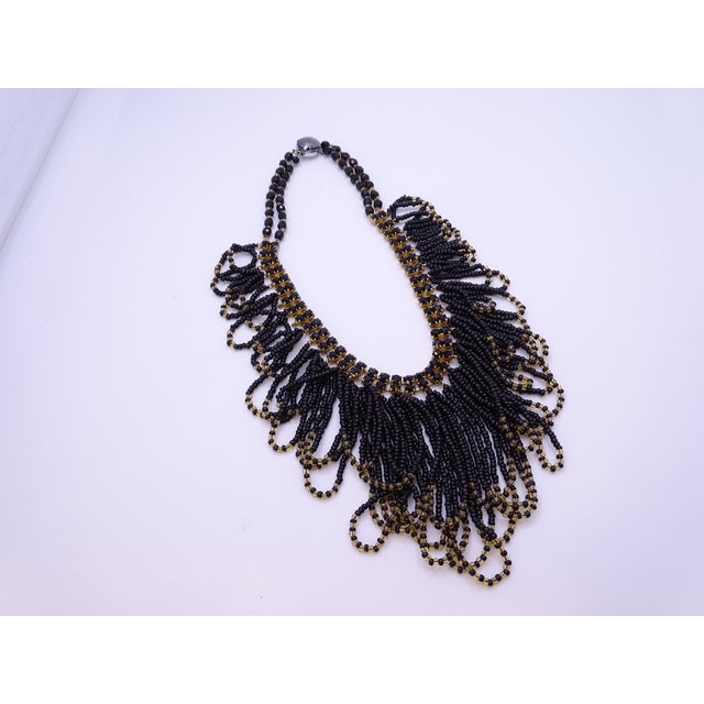 20th Century Art Deco Gold-Plated Collar in Azabache and Crystals, 1930s For Sale - Image 11 of 17