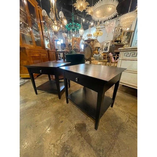 Pair of German Biedermeier Black Oak Side Tables For Sale - Image 9 of 9