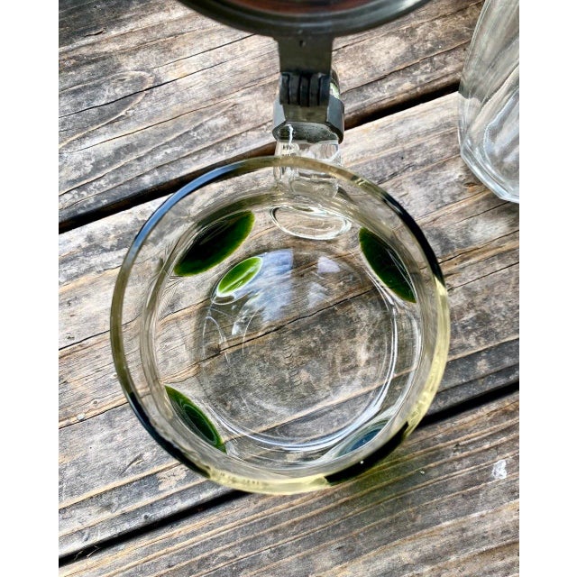 Antique German Jugendstil Glass Beer Stein With Green Applied Glass & Pewter Lid, Circa 1900 For Sale - Image 12 of 16
