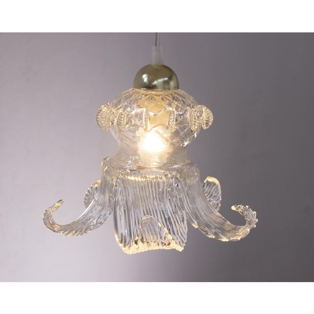 Vintage Flower Pendant in Clear Murano Glass, 1980s For Sale - Image 9 of 12