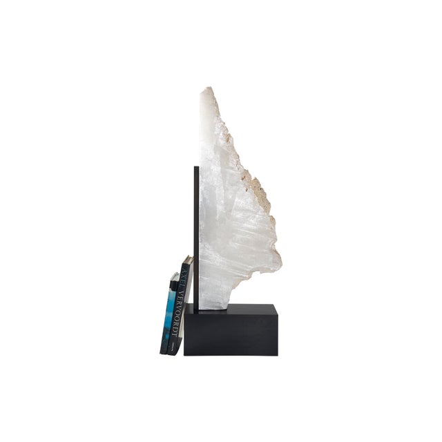 Late 20th Century Selenite Sculpture on Steel Museum Mount For Sale - Image 5 of 6