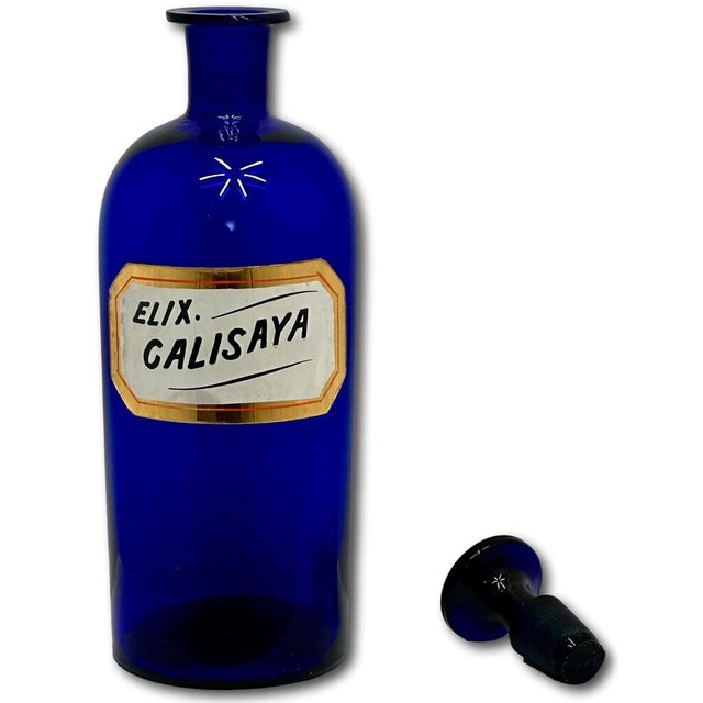 This Really is an Exceptionally Nice & Quite Rare Cobalt Blue Glass Antique American Drug Store Apothecary Bottle. Large...