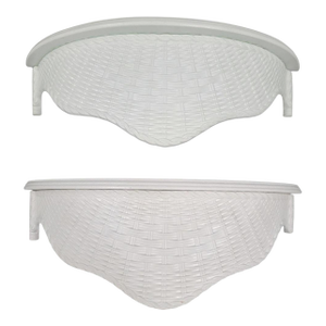 Vintage White Basket Weave LargePalm Beach Regency Style Wall Shelfs- A Pair
