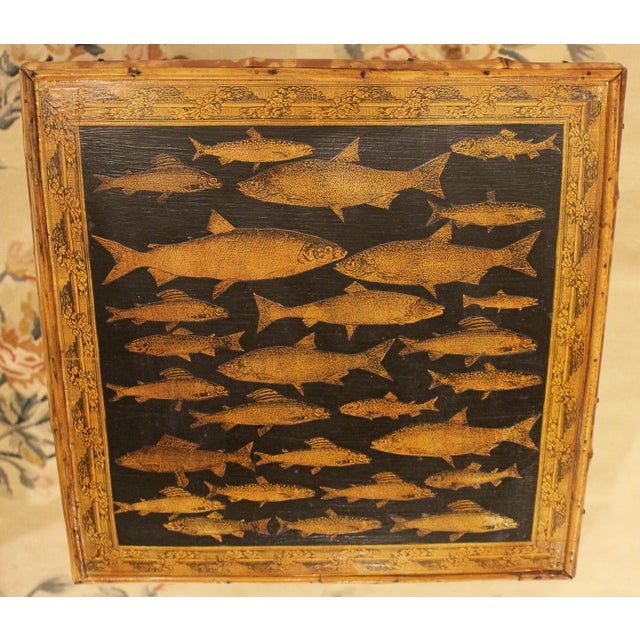 Chinoiserie Late 19th Century English Large Square Bamboo Two-Tier Side Table For Sale - Image 3 of 6