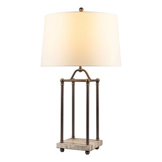 Gazebo Bronze Lamp with Travertine Base For Sale