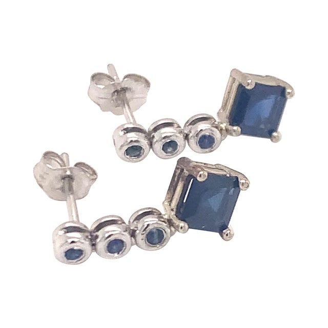 Natural Sapphire Dangle Earrings 14k Gold 1.32 TCW Certified For Sale - Image 4 of 11