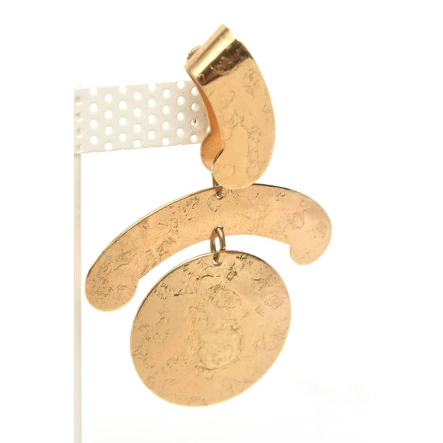 Napier Vintage Napier Gold Plated Clip on Sculptural Earrings 1960's 2 Pieces For Sale - Image 4 of 9