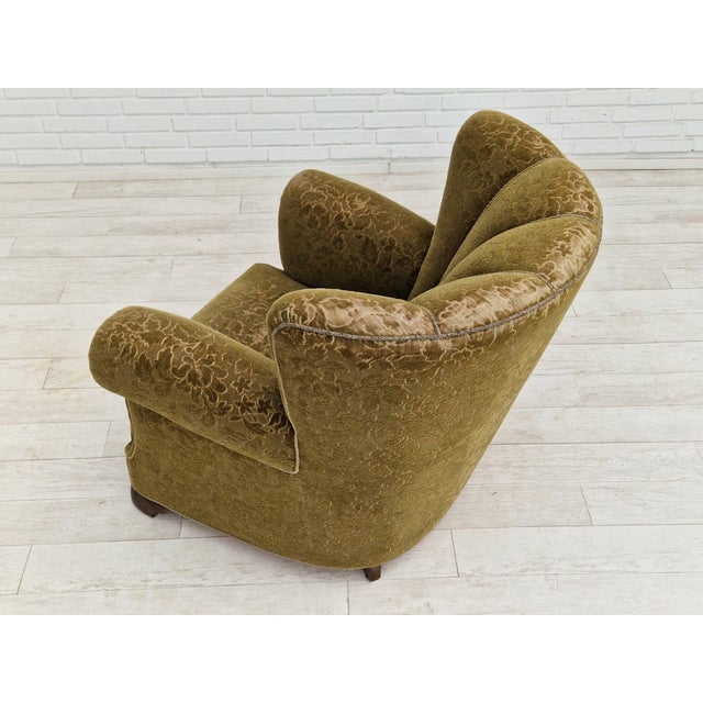 Vintage Danish Relax Chair in Green Fabric, 1950s For Sale - Image 10 of 17