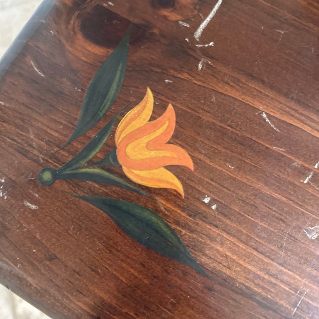 Brown 1970s Kling Folk Painted Side Table For Sale - Image 8 of 10