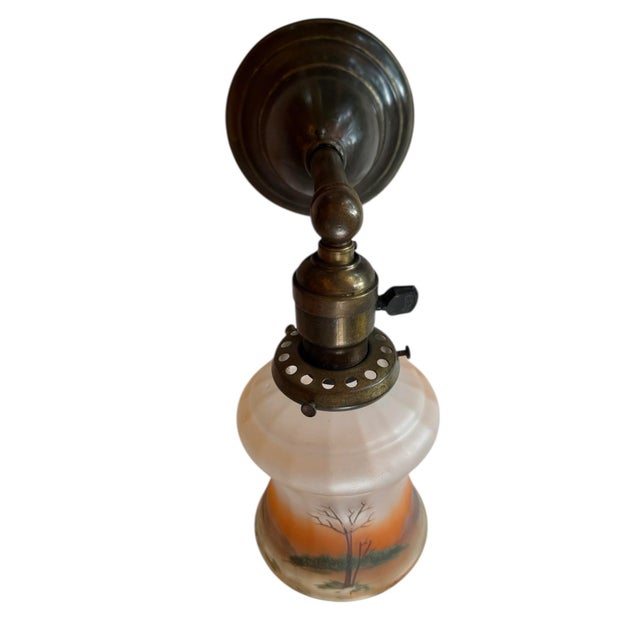 Antique Hand Painted Tree Landscape Wall Sconce For Sale - Image 4 of 7