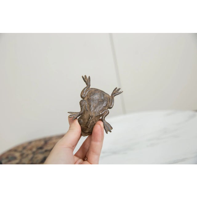 Vintage African Bronze Criss-Cross Back Frog For Sale - Image 4 of 5