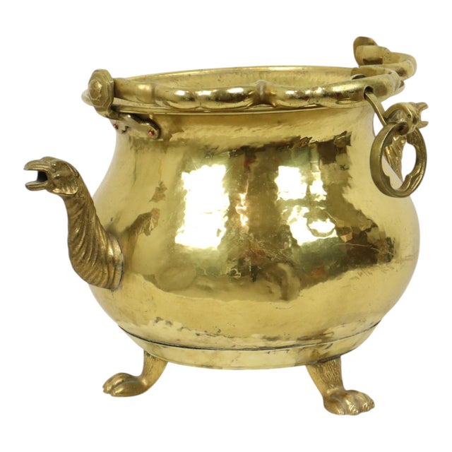 Large Copper Griffin Kettle Planter in Brass, 1890s For Sale - Image 5 of 18