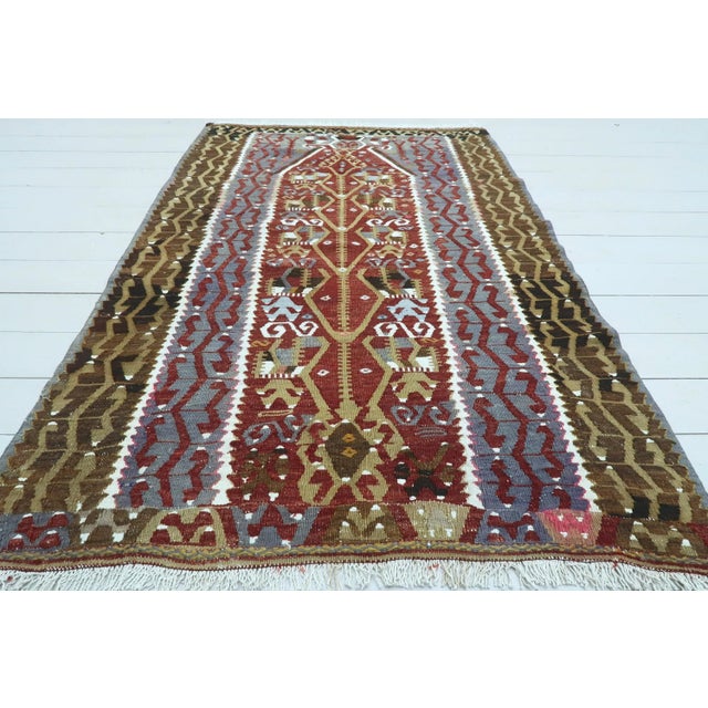 Turkish Vintage Turkish Kilim Flat Weave Rug For Sale - Image 3 of 11