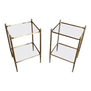 Neoclassical Style Brass Side Tables in the Style of Maison Jansen - A Pair For Sale