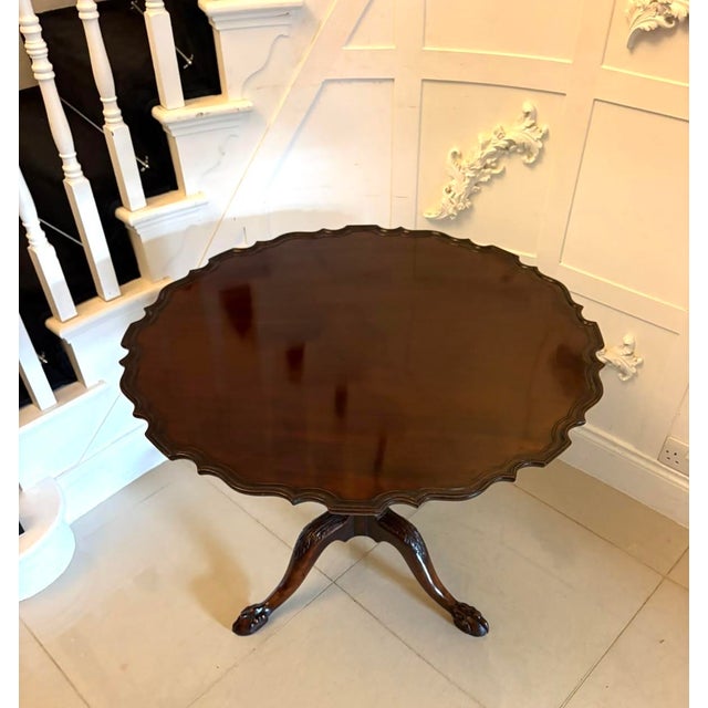 18th Century Antique George III Mahogany Piecrust Tilt Top Dining Centre Table, 1780 For Sale - Image 5 of 13