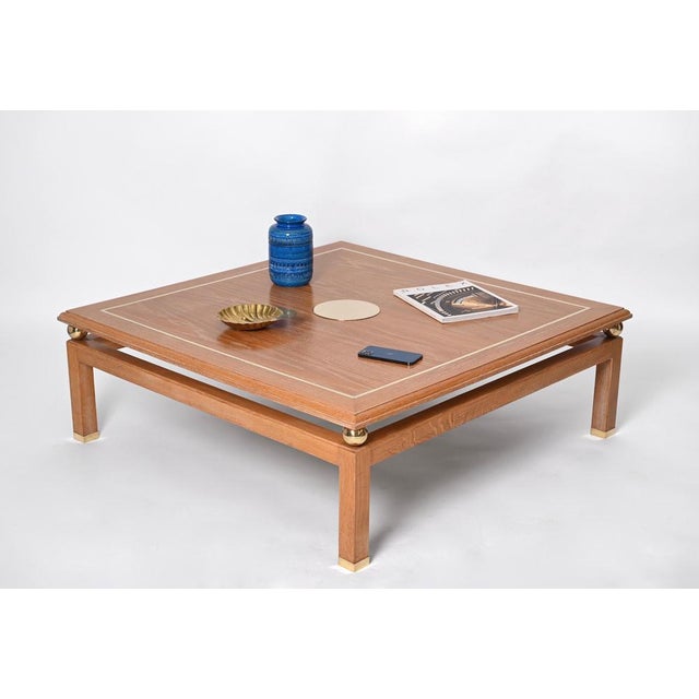 Coffee Table in Oak and Brass by Tommaso Barbi, Italy, 1970s For Sale - Image 15 of 18