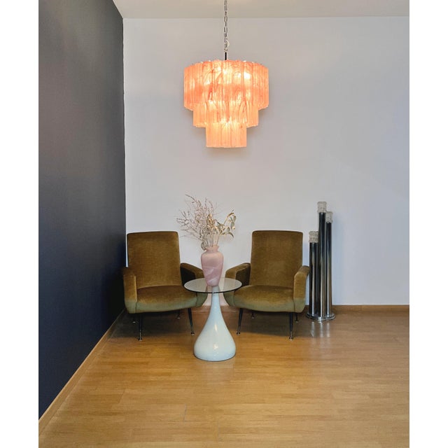 Large Three-Tier Murano 52 Chandelier in Pink Alabaster Glass Tubes, 1990 For Sale - Image 13 of 15