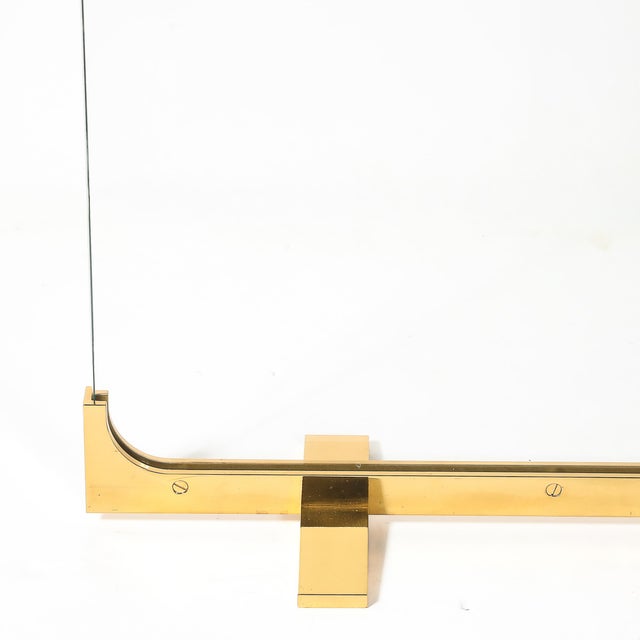 Mid-Century Sculptural Polished Brass & Glass Fireplace Screen For Sale - Image 9 of 11