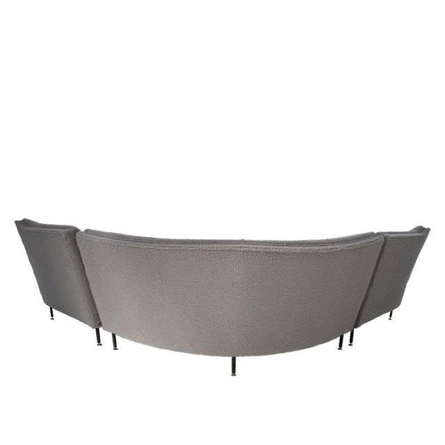 Mid-Century Corner Sofa in Grey Bouclé, Italy, 1950s For Sale - Image 3 of 7