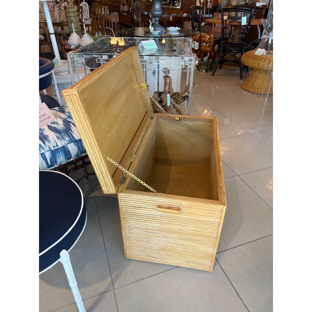 Vintage Pencil Reed Bamboo Rattan Chest Trunk Palm Beach For Sale - Image 10 of 10