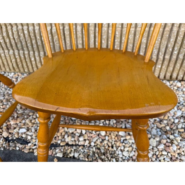 Late 20th Century Set of Four Vintage Solid Bow Back Windsor Dining Chairs For Sale - Image 12 of 12