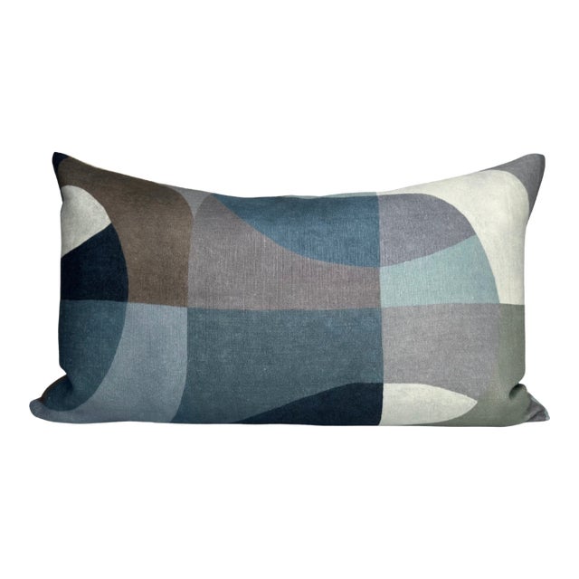 Abstract Pillow Cover in Indigo Blue, 12x20 Pillow For Sale
