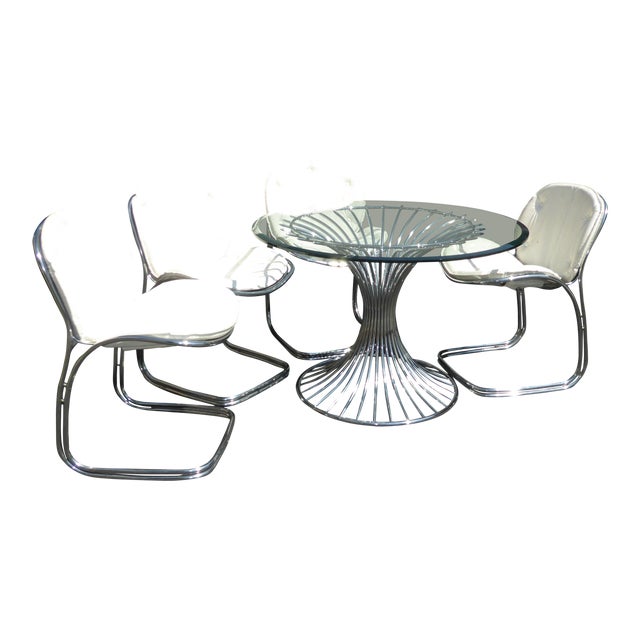 Vintage Platner Reproduction Chrome Dining Table 4 Chairs Chairish